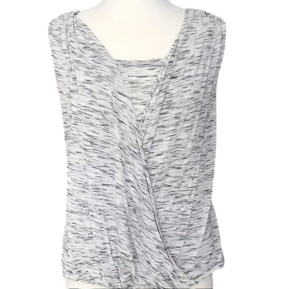 Apt 9 Womens Gray Space Dye Surplice Wrap Sleeveless‎ Tank Top Size M Athleisure